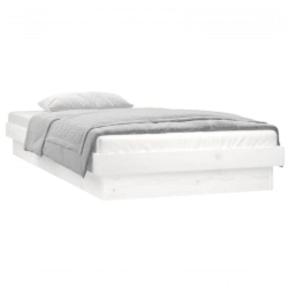 vidaXL feh&eacute;r t&ouml;m&ouml;r fa &aacute;gykeret LED-vil&aacute;g&iacute;t&aacute;ssal 90 x 200 cm