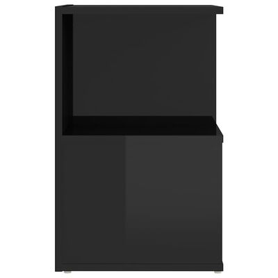 vidaXL 2 db magasfényű fekete forgácslap éjjeliszekrény 35x35x55 cm