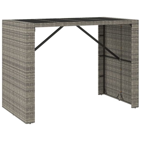 vidaXL szürke polyrattan üveglapos kerti asztal 145 x 80 x 110 cm