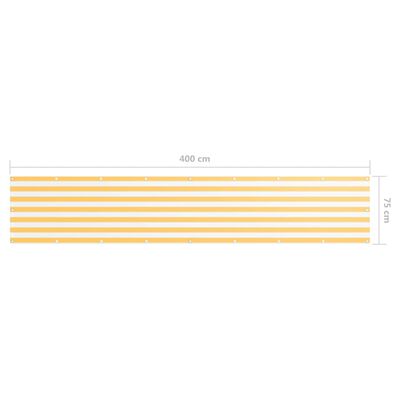 vidaXL fehér-sárga oxford-szövet erkélyparaván 75 x 400 cm