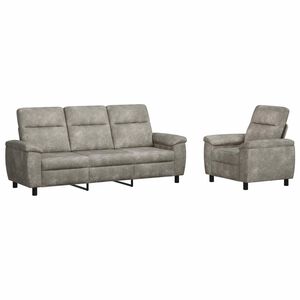 vidaXL Kanap&eacute; Szett 2 pcs Vil&aacute;gossz&uuml;rke Műsuede Bőr
