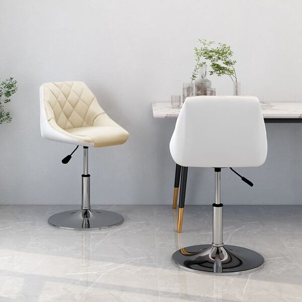 vidaXL 2 db kr&eacute;msz&iacute;nű &eacute;s feh&eacute;r műbőr forg&oacute; &eacute;tkezősz&eacute;k