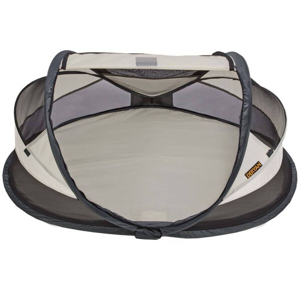 DERYAN Baby Luxe krémszínű felállítható utazóágy szúnyoghálóval