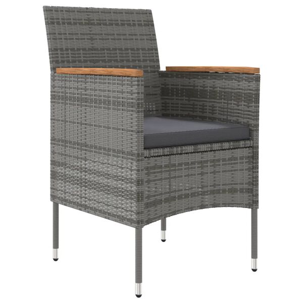 vidaXL 7 r&eacute;szes sz&uuml;rke &eacute;s fekete kerti &eacute;tkezőgarnit&uacute;ra p&aacute;rn&aacute;kkal