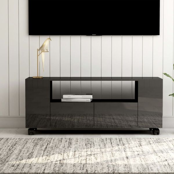 vidaXL szürke magasfényű szerelt fa TV-szekrény 120x35x48 cm