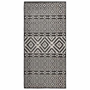 vidaXL fekete cs&iacute;kos lapos sz&ouml;v&eacute;sű k&uuml;lt&eacute;ri szőnyeg 100 x 200 cm