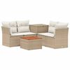 vidaXL Kanap&eacute; Szett 6 db Beige &eacute;s Kr&eacute;msz&iacute;nű Poli rattan &eacute;s ac&eacute;l