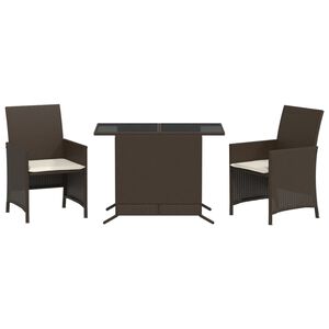 vidaXL 3 r&eacute;szes barna polyrattan bisztr&oacute;garnit&uacute;ra p&aacute;rn&aacute;kkal