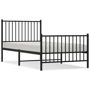vidaXL fekete f&eacute;m &aacute;gykeret fej- &eacute;s l&aacute;bt&aacute;ml&aacute;val 90 x 190 cm