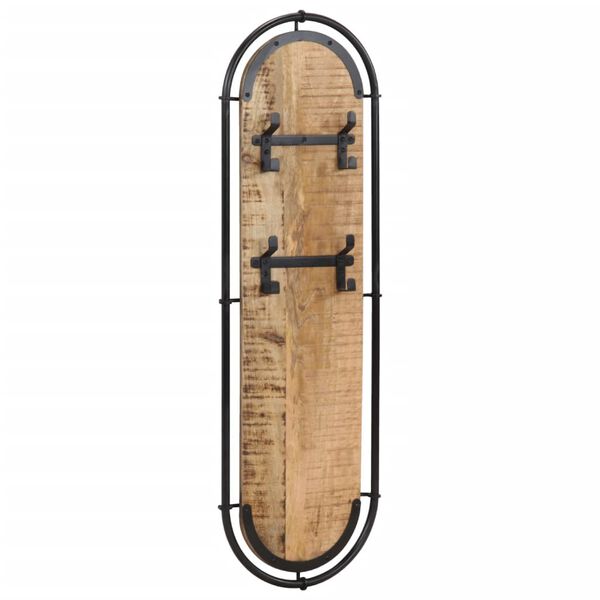 vidaXL 2db t&ouml;m&ouml;r nyers mang&oacute;fa falra szerelhető ruhafogas 4 akaszt&oacute;val