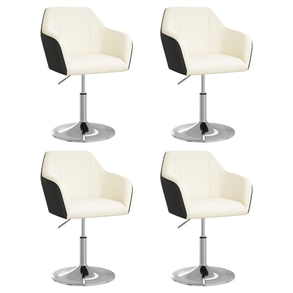 vidaXL 4 db feh&eacute;r &eacute;s fekete műbőr &eacute;tkezősz&eacute;k