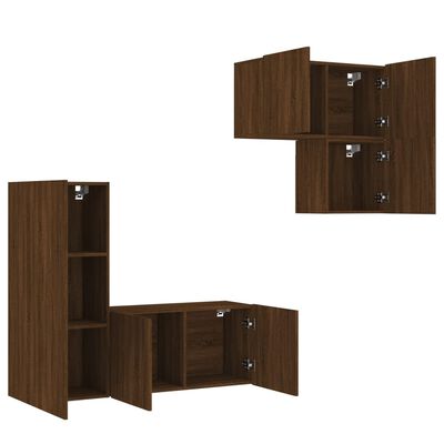 vidaXL 4 darab barna tölgyszínű szerelt fa falra szerelhető TV-bútor