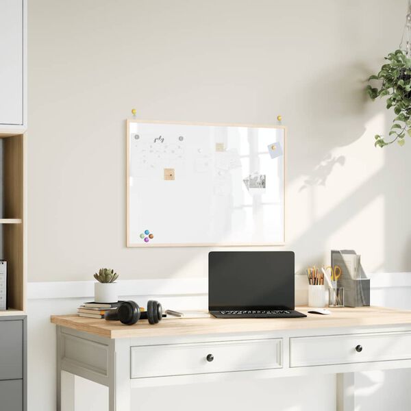 vidaXL m&aacute;gneses feh&eacute;rt&aacute;bla t&ouml;m&ouml;r fenyőfa kerettel 80x55 cm