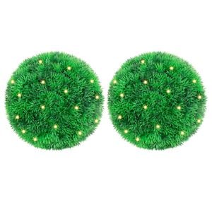 vidaXL 2 db z&ouml;ld mesters&eacute;ges boxwood g&ouml;mb&ouml;k LED f&eacute;nyekkel 22 cm