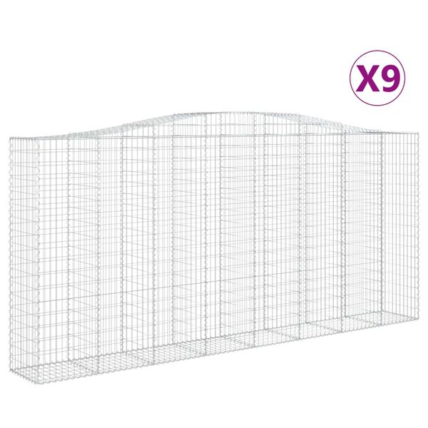 vidaXL 9 db &iacute;ves horganyzott vas gabion kos&aacute;r 400x50x180/200 cm