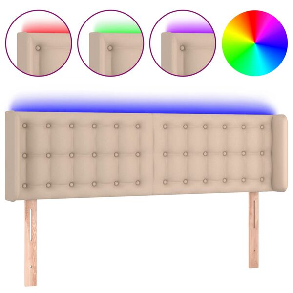 vidaXL cappuccino sz&iacute;nű műbőr LED-es fejt&aacute;mla 147x16x78/88 cm