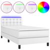 vidaXL feh&eacute;r műbőr rug&oacute;s &aacute;gy matraccal &eacute;s LED-del 90x190 cm