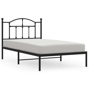 vidaXL fekete f&eacute;m &aacute;gykeret fejt&aacute;ml&aacute;val 100 x 190 cm