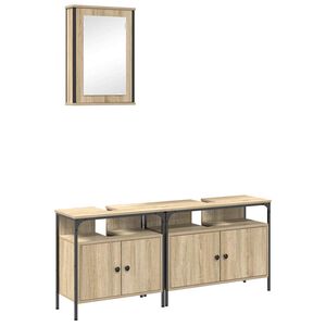 vidaXL F&uuml;rdőszoba b&uacute;tor szett polcokkal t&aacute;rol&oacute;val 3 pcs Barna Faanyag