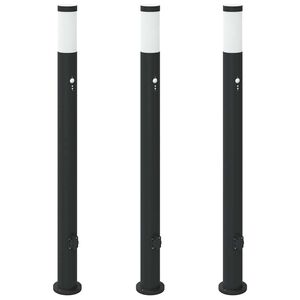vidaXL 3 db k&uuml;lt&eacute;ri l&aacute;mpa &eacute;rz&eacute;kelővel &eacute;s konnektorral 110 cm rozsdamentes ac&eacute;l IP44