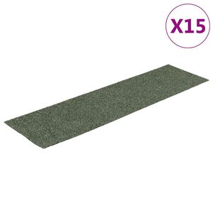 vidaXL &ouml;ntapad&oacute;s l&eacute;pcsőszőnyegek 15 db 76 x 20 cm z&ouml;ld t&eacute;glalap alak&uacute;