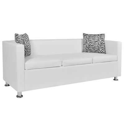 vidaXL fehér 3-személyes műbőr kanapé