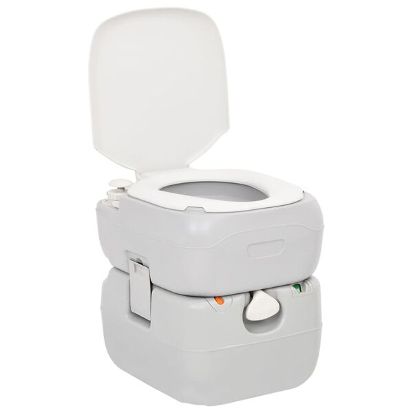 vidaXL sz&uuml;rke-feh&eacute;r HDPE hordozhat&oacute; kemping WC 22+12 L
