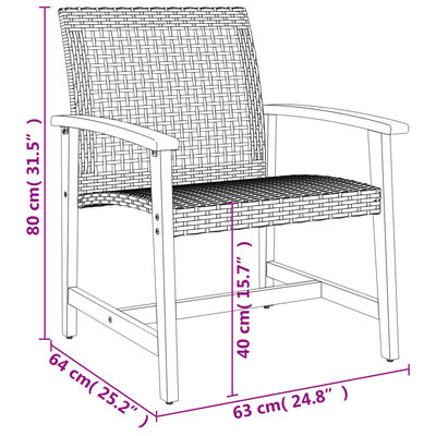 vidaXL 2 db bézs polyrattan és akácfa kerti szék