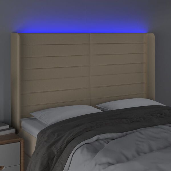 vidaXL kr&eacute;msz&iacute;nű sz&ouml;vet LED-es fejt&aacute;mla 147x16x118/128 cm