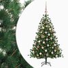 vidaXL Műkar&aacute;csonyfa g&ouml;mbbel 150 cm 150 LED Meleg feh&eacute;r PVC &eacute;s f&eacute;m