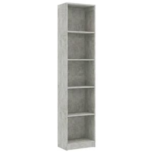 vidaXL 5-szintes betonsz&uuml;rke szerelt fa k&ouml;nyvszekr&eacute;ny 40 x 24 x 175 cm