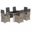 vidaXL 7 r&eacute;szes sz&uuml;rke polyrattan kerti &eacute;tkezőgarnit&uacute;ra p&aacute;rn&aacute;val