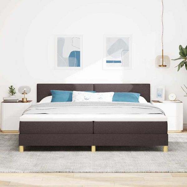 vidaXL Boxspring &aacute;gy matraccal s&ouml;t&eacute;tbarna 200 x 200 cm sz&ouml;vet