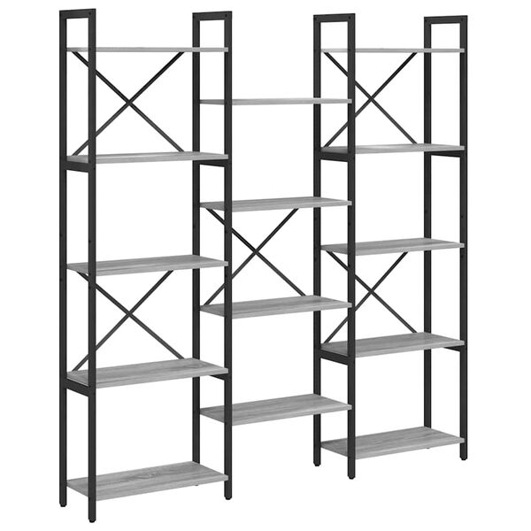 vidaXL K&ouml;nyvespolc Sz&uuml;rke sonoma 156 x 25 x 167 cm Faanyag