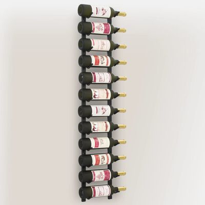 vidaXL fekete vas falra szerelhető bortartó állvány 12 palacknak