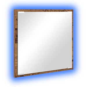 vidaXL LED F&uuml;rdőszoba T&uuml;k&ouml;r &Ouml;reg fa 40 x 37 x 8.5 cm Szerelt Fa