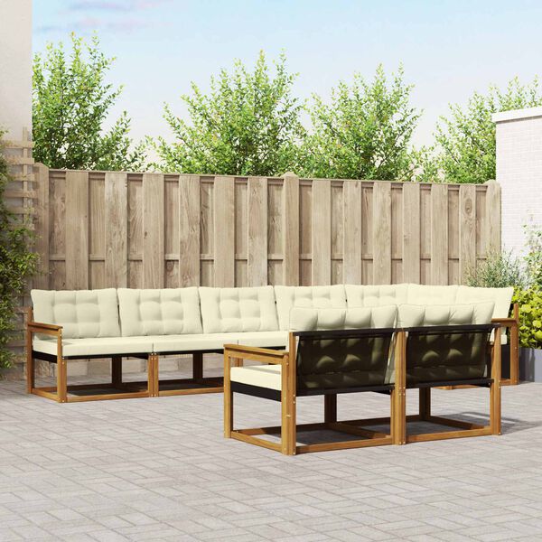 vidaXL K&uuml;lt&eacute;ri kanap&eacute; szett p&aacute;rn&aacute;val 8 pcs Term&eacute;szetes &eacute;s kr&eacute;msz&iacute;nű