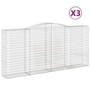 vidaXL 3 db &iacute;ves horganyzott vas gabion kos&aacute;r 400x50x180/200 cm