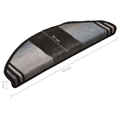 vidaXL 10 db fekete és szürke öntapadó lépcsőszőnyeg 65x21x4 cm