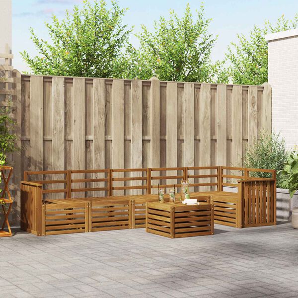 vidaXL Szegment&aacute;lt kanap&eacute; szett 7 pcs Term&eacute;szetes T&ouml;m&ouml;r Ak&aacute;cfa