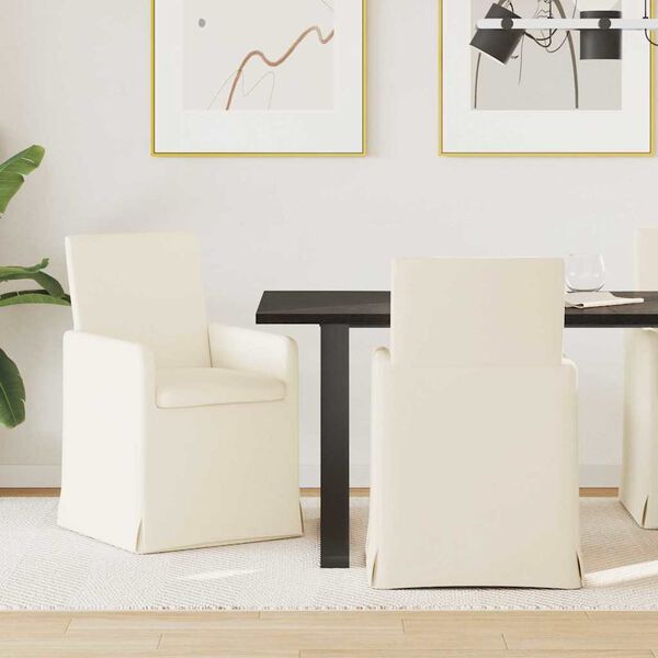 vidaXL &Eacute;tkező Sz&eacute;kek kerekekkel 2 pcs B&eacute;zs 57 x 67 x 95 cm V&aacute;szon