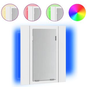 vidaXL feh&eacute;r akril LED-es f&uuml;rdőszobaszekr&eacute;ny t&uuml;k&ouml;rrel 40 x 12 x 45 cm