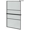 vidaXL fekete ESG &uuml;veg &eacute;s alum&iacute;nium zuhanyfal polccal 115x195 cm