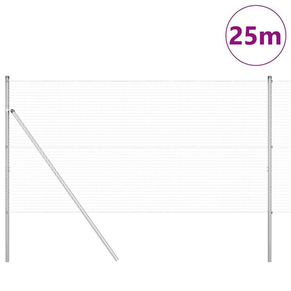 vidaXL Ker&iacute;t&eacute;soszlop Ez&uuml;st 25 x 1 m (25 x 25 mm h&aacute;l&oacute;) Ac&eacute;l
