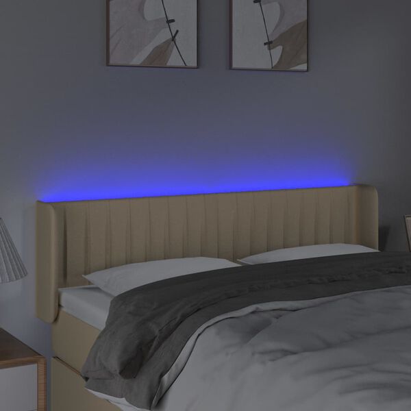 vidaXL kr&eacute;msz&iacute;nű sz&ouml;vet LED-es fejt&aacute;mla 147 x 16 x 78/88 cm