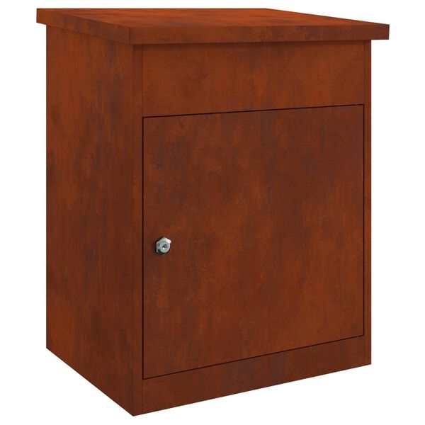 vidaXL Csomagz&aacute;r&oacute; doboz Rozsd&aacute;s 47.5 x 38 x 59 cm Időj&aacute;r&aacute;s&aacute;ll&oacute; ac&eacute;l