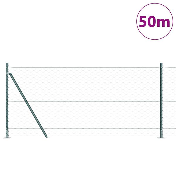 vidaXL Ker&iacute;t&eacute;soszlop Z&ouml;ld 50 x 1 m (50 mm r&aacute;cs) Ac&eacute;l &eacute;s PVC