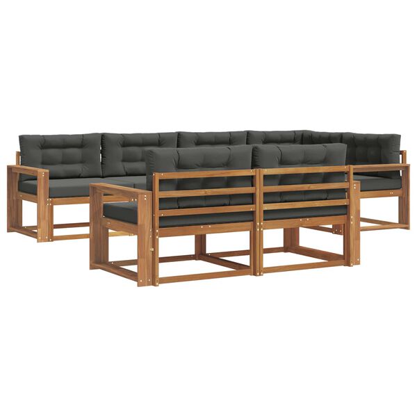 vidaXL K&uuml;lt&eacute;ri kanap&eacute; szett p&aacute;rn&aacute;val 7 pcs Term&eacute;szetes &eacute;s antracit