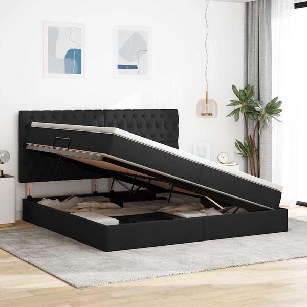 vidaXL &Aacute;gy t&aacute;rol&oacute;val &eacute;s LED l&aacute;mp&aacute;val Fekete 200 x 200 cm Poli&eacute;szter