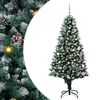 vidaXL Mű kar&aacute;csonyfa 150 LED-del Z&ouml;ld 150 cm PVC &eacute;s Ac&eacute;l &eacute;s Műanyag
